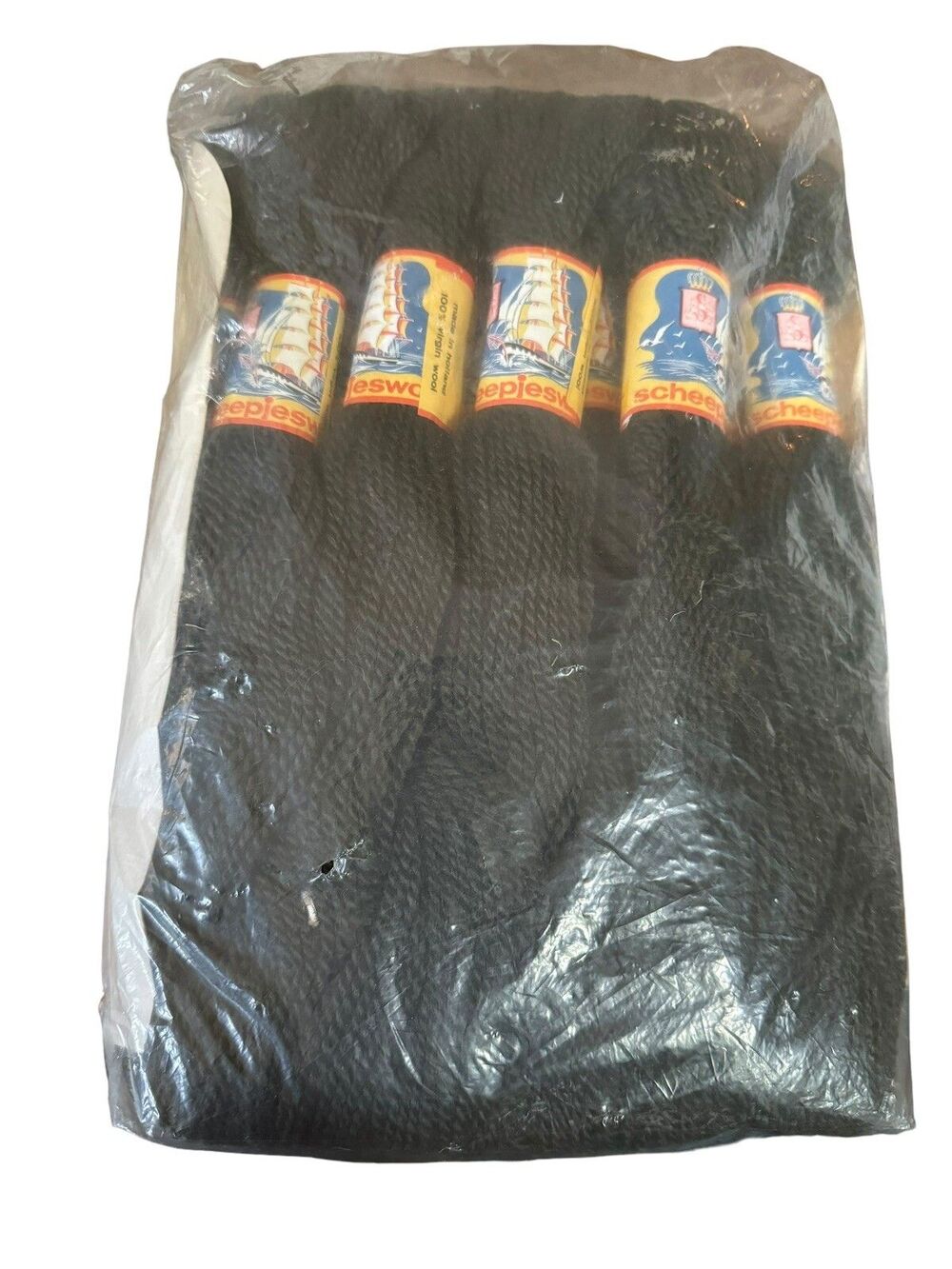 10 NOS Vintage Skeins Scheepjeswol Motecht Yarn 100% Virgin Rya 238 14873 Black